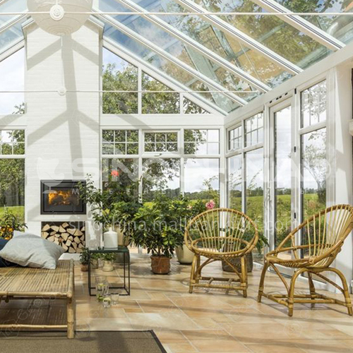 new design green house aluminium tempered coated glass house sunroom